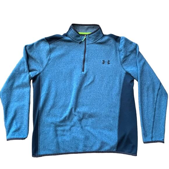 Under Armour ColdGear Men's 1/4 Zip Pullover Fleece Size Large Bright Blue EUC - Picture 1 of 7